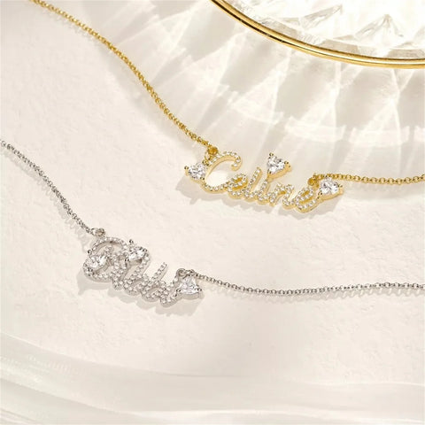 Shiny Diamond Custom Name Necklace