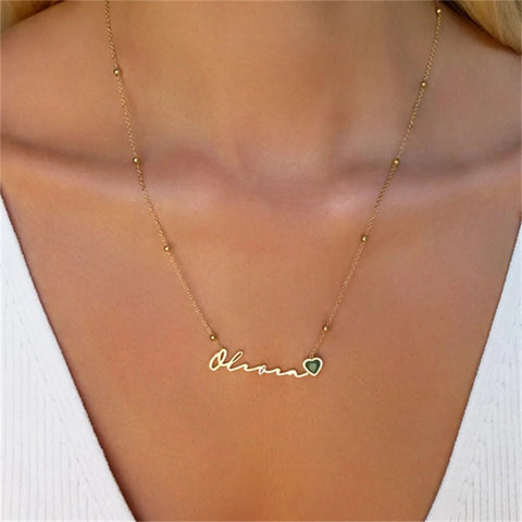 Custom Birthstone Signature Name Necklace