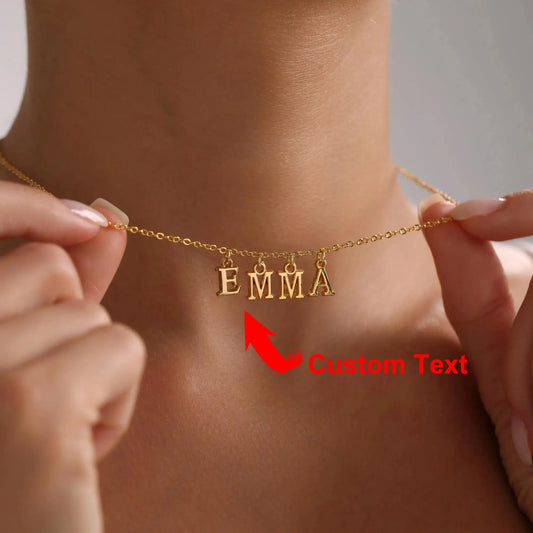 Custom Name Necklace, Minimalist Initial Name Necklace, Gold Name Necklace, Christmas Gift, Personalized Gift, Gift for her