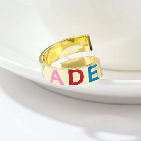 Custom Enamel Name Ring