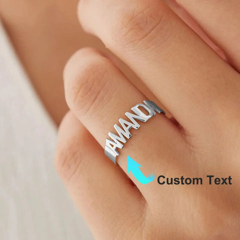 Custom Name Rings For Women Gold Color  Stainless Steel Personalized Engraved Letter Ring Birthday Wedding Christmas Jewelry
