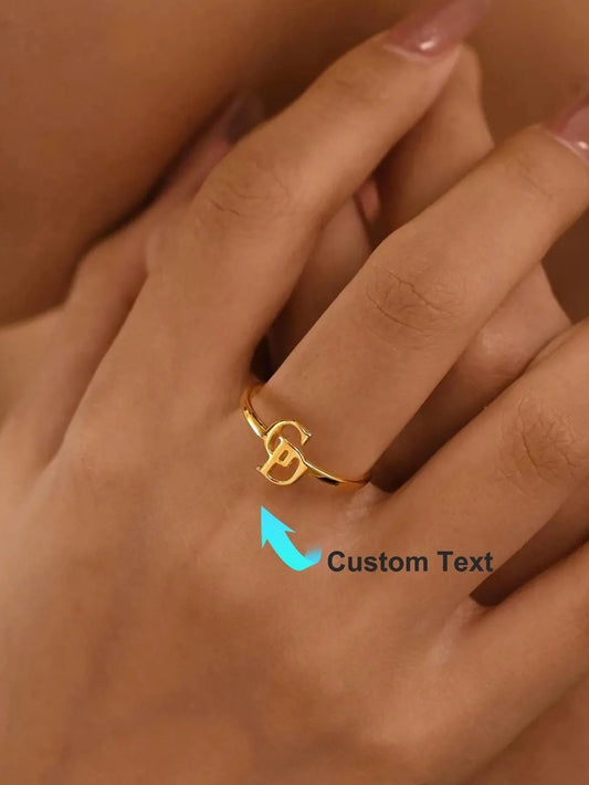 Initials Custom Ring Custom Two Letter Personalized Ring for Women Couple Rings Skinny Letter Ring Mothers Ring Christmas Gifts