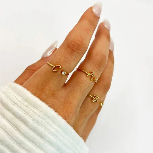 Cursive Custom Initial Ring