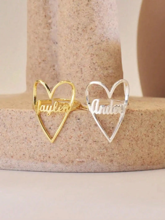 Heart Shaped Custom Name Ring