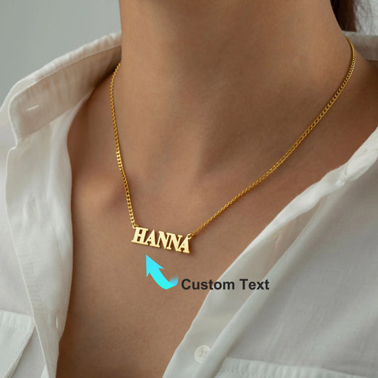 Personalized Gold Name Necklace Custom Name Necklace Dainty Name Necklace 18K Gold Plated Stainless Steel Valentins Day Gift