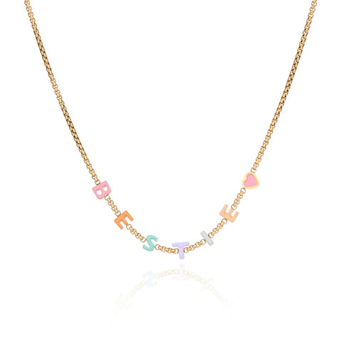 Bestie Custom Enamel Name Necklace