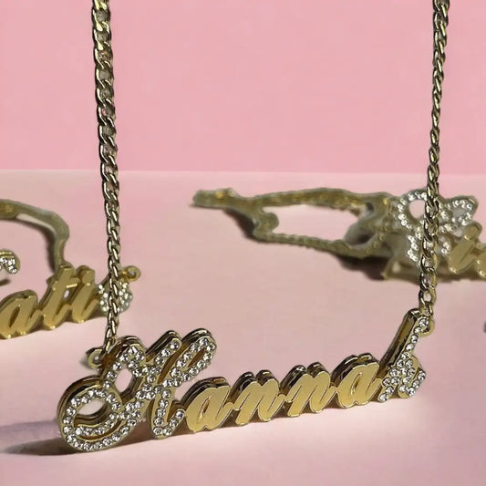 Crystal Double Layer Custom Name Necklace