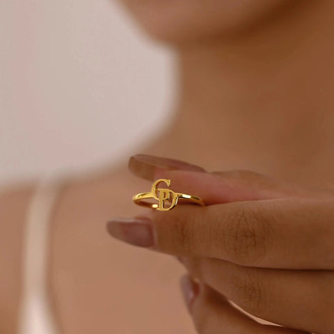 Initials Custom Ring Custom Two Letter Personalized Ring for Women Couple Rings Skinny Letter Ring Mothers Ring Christmas Gifts