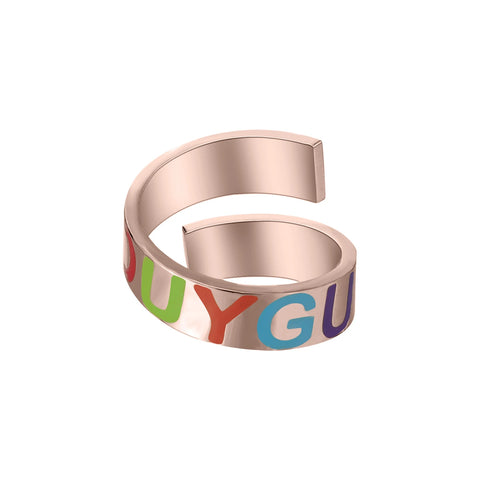 Custom Enamel Name Ring