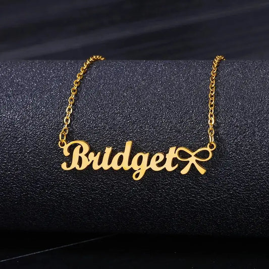 Custom Name Necklaces For Women With Bow Tie Gold Color Personalized Name Stainless Steel Buetterfly Necklace Party Jewelry Gift