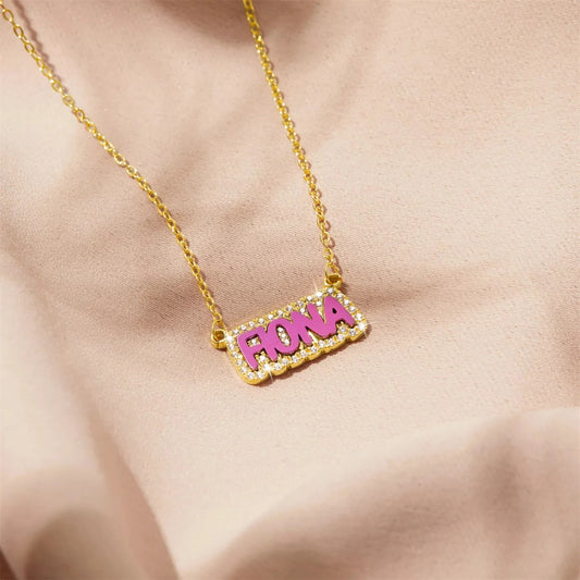 Fairy Diamond Outline Custom Name Necklace