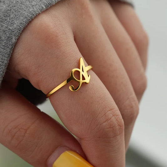 Cursive Initial Letter Ring