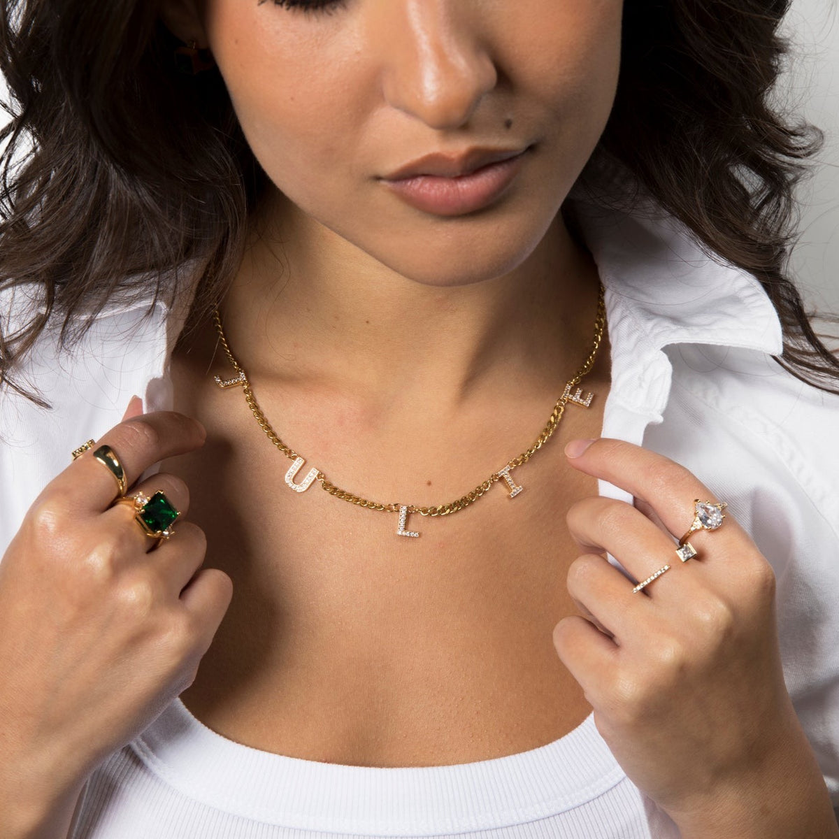 Diamond Letter Charm Custom Name Necklace – The Jewel Element