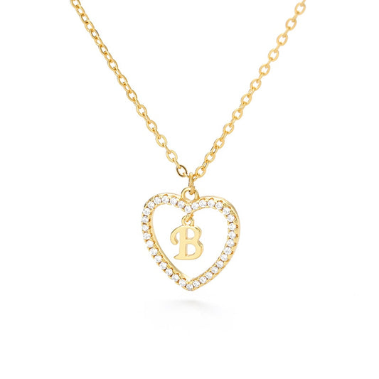 Sparkling Heart Floating Custom Initial Necklace