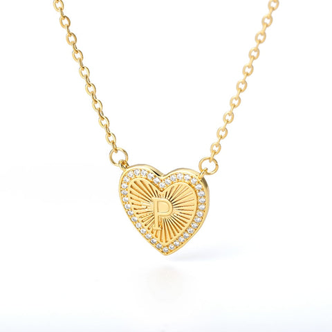 Diamond Heart Custom Initial Necklace