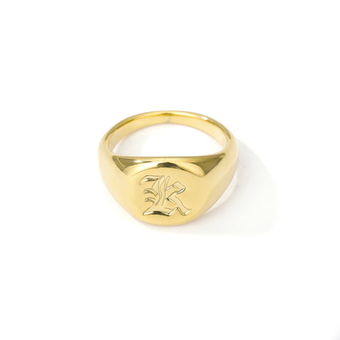 Old English Custom Initial Signet Ring