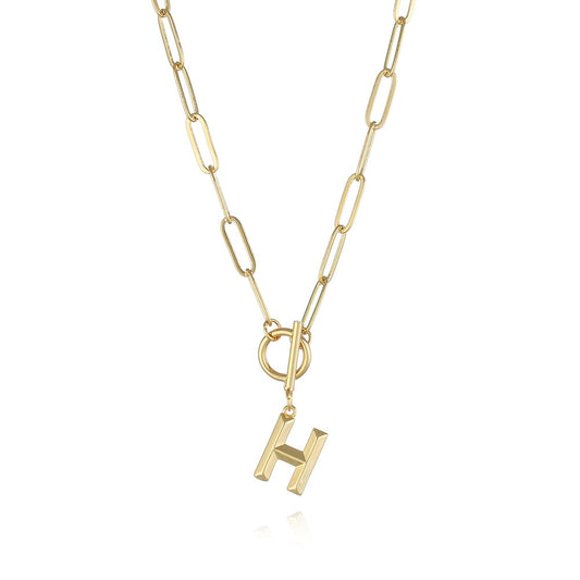 Toggle Clasp Custom Initial Paperclip Necklace