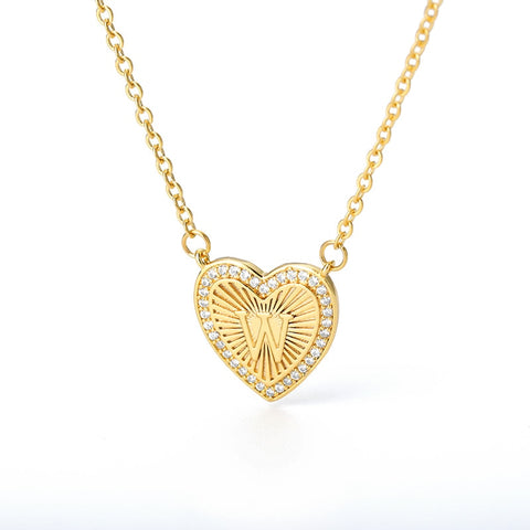 Diamond Heart Custom Initial Necklace