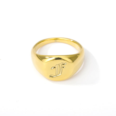 Old English Custom Initial Signet Ring